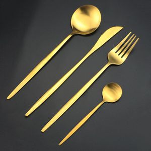 4Pcs/5Pcs/6Pcs Wit Goud Bestek Set 18/10 Rvs Servies Set Keuken Servies Set mes Vork Lepel Diner Set