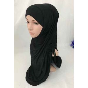 Mode Vrouwen Moslim Islamitische Arabische Effen Kleur Modale Twee Stuk Pak Hijab Cap Hoed Tulband