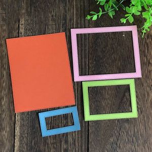 Gestikt Rechthoek Frame Metalen Sterft Snijden Scrapbooking Metal Craft Gestanst Voor Card Embossing Stempel Decoratie