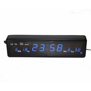 Uursignaal Bureau Elektronische Wekker Digitale LED Wandklok met Temperatuur Kalender Blauw Led Display Tafel Horloge Home Deco