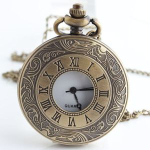 Antieke Stijl Romeinse Cijfers Zakhorloge Mannen Vrouwen Black Hollow Case Quartz Steampunk Vintage Hanger Ketting Klok