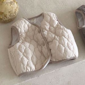 9025 Baby Kleding Retro Double-Layer Katoen Vest Herfst En Winter Kinderen Reliëf Vest Baby Boy Girl tops Outfit