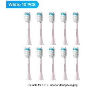 10 Pcs Opzetborstels Voor E819 E810 EC810 Ultrasone Elektrische Tandenborstel Zachte Haren Nozzles Met Verzegelde Verpakking