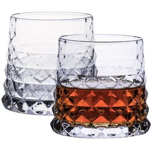 Prisma Patroon Ouderwetse Kristal Whiskey Glas Trapezium Fuji Mountain Whisky Cup Vodka Tumbler Verre Xo Chivas Mok Geschenkdoos