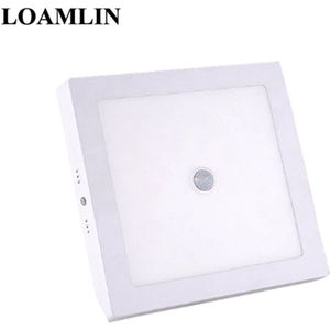 Plafondlamp Pir Human Body Motion Sensor Inductie Downlight Ac 220V 6 W/12 W/18 W /24W Vierkante Led Plafond Panel Licht