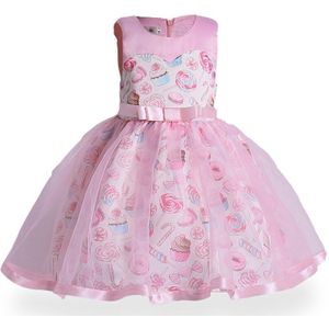 meisje feestjurk/Donut en cake print jurk/Princess party dress