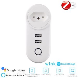 ZigBee 3.0 Smart Socket Plug met 2 USB Interface Remote Voice Control Werk met SmartThings Knipoog Echo Plus en Meest zigbee Hub