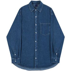 Iefb Herenkleding Lente Koreaanse Denim Shirts Lange Mouw Trend Knappe Werkkleding Casual Tops Enkele Breasted Grote Maat