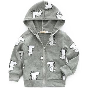 Kinderkleding Jas Kinderen Herfst Lange Mouwen Cartoon Hooded Rits Shirt Casual Korte Jongen Jas