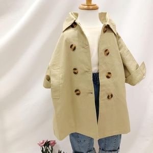 Dfxd Lente Meisjes Trenchcoat Kinderen Kleding Peuter Jacket Windbreaker Kaki Lange Double-Breasted Jas