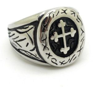 Jezus Christus Kruisiging Cross Mannen Zilveren Kleur Ring Rvs Vintage Sieraden Maat 7-14