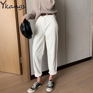 Vrouwen Vintage Hoge Taille Witte Jeans Moeder Plus Size Slanke Harembroek Denim Broek Vrouwelijke Casual Lente Enkellange Streetwear Broek
