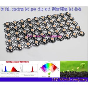 50 stks/partij 3 W volledige spectrum led grow chip met PCB star, led kweeklampen, breed spectrum 380nm-840nm led diode voor indoor plant