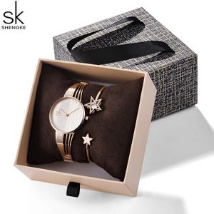 Shengke Rose Gouden Armband Horloges Vrouwen Set Dames Mode Quartz Horloge met Crystal Star Xmas Set Voor vrouwen
