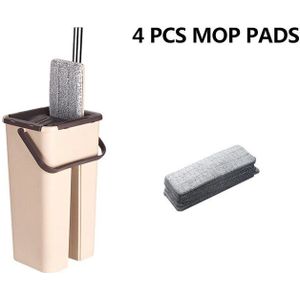 Platte Squeeze Mop En Emmer Hand Gratis Wringen Floor Cleaning Mop Microfiber Mop Pads Nat Of Droog Thuis Keuken Vloer cleaner Tool