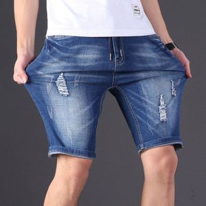 Zomer Denim Shorts Mannen Losse Mannen Trend Gat Big Size Casual Shorts Mannen Dunne Stretch Shorts