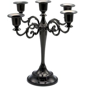 Kandelaar - Zwart - Candle holder - 5-Kaars Metalen Kandelaar - Thuisdecoratie