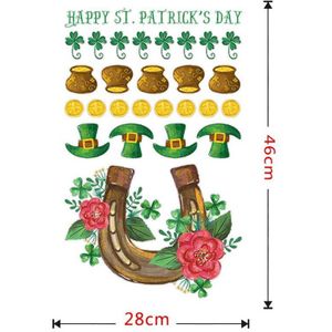St. Patrick Dag Decoratieve Muurstickers Ierse Home Decor Sticker Behang Guirlande Clover Elf Vensterglas Stickers