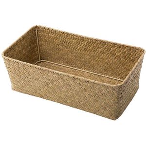 Grote Zeegras Opbergmanden Met Ijzeren Frame Geweven Rieten Wasmand Rechthoekige Diversen Organizer Thuis Box