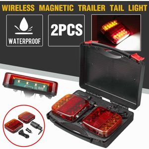 2 Stuks Draadloze Magnetische Led Truck Achterlicht Trailer Achterlicht Signaal Waarschuwing Remlicht Voor Caravans Campers Vrachtwagen Caravan rv