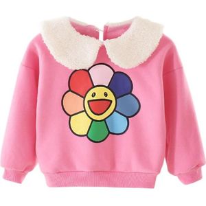 Baby Meisje Kinderen Trui Herfst Winter Tops Katoen Kasjmier Leisure Dagelijkse Zonnebloem Lange-Mouwen Sweatershirt Leuke Print Kleding