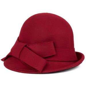 New100 % Wol Europa Engeland Fall Winter vrouwen Fedora Caps Vintage zon Hoeden Voor Vrouw Lady Brede Rand Wolvilt Strik hoed
