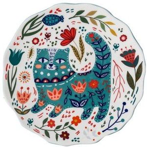 Ronde Plaat Keramische Kleur Schotel Japanse Stijl Handgeschilderde Cartoon Lucky Cat Persoonlijkheid Creatieve Thuis Schotel Nordic Servies