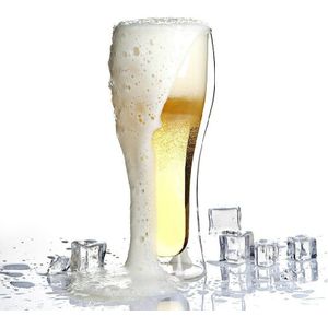 Dubbelwandige Bierglas Hopside Longneck Ondersteboven Omgekeerde Drinken Dubbel Geïsoleerd Cup Omgekeerde Bier Styling