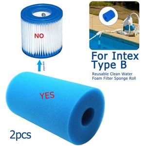 2Pcs Zwembad Filter Zwembad Foam Filter Spons Intex Type B Herbruikbare Wasbare Cleaner Zwembad Accessoires