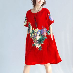 Plus Size Jurken Voor Vrouwen Zomer Jurken Folk Print Etnische Jurk Oosterse Jurk Vintage Elegante Chinese Jurken TA1347
