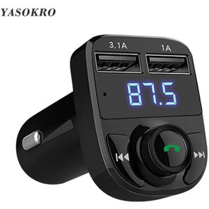 YASOKRO Fm-zender Modulator Bluetooth Handsfree Car Kit Car Audio MP3 Speler met 3.1A Quick Charge Dual USB Car Charger