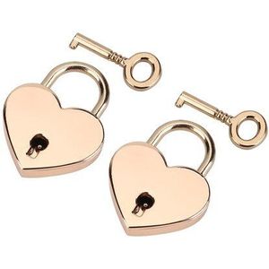 2 sets hartvormige Hangslot & Skeleton Key Metalen Slot hartvormige Hangslot met Sleutel voor Bagage Dagboek boek Sieraden Doos