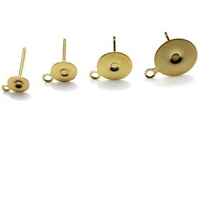 50 Pcs 5 6 8 10 Mm Gold Rvs Lege Post Earring Stud Base Pins Voor Sieraden Bevindingen Stud oorbellen Instellingen Met Loop