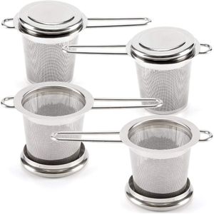 Thee Infusers Voor Losse Blad Thee [Set Van 4] Rvs Fine Mesh Theezeefje Met Handvat En deksel, herbruikbare Thee Steeper Fo