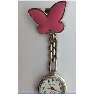 Mode quartz roze butterfly uur artsen en verpleegkundigen horloges broche vrouw en mannen horloges