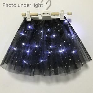 Licht LED Meisje Kids Kleding Ster Tutu Rok Princess Party Tutu Tulle Pettiskirt Kind Ballet Dans Halloween wit