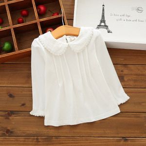 Meisjes school blouses katoen lange mouwen Turn-down Kraag kids meisjes Witte blouses Peuter kinderen school shirt Kleding AA2890