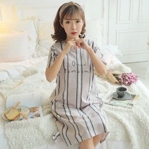 Katoen Gestreepte Moederschap Pijamas Zomer Korte Mouw Zwangere Vrouwen Postpartum Nachtjapon Womens Loungewear Borstvoeding Jurk