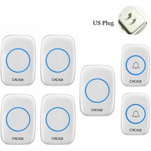 Cacazi Waterdichte Draadloze Deurbel Led Licht 300M Remote 2 Batterij Knop 5 Ontvanger Us Eu Plug Thuis Draadloze Deur bell Chimes