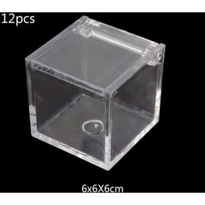 12Pc Transparant Acryl 5 Zijdige Display Storage Box Case Vierkante Kubus Rekwisieten Doos