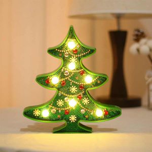 Creatieve 3D Diamant Schilderij Modeling Lamp Leuke Sneeuwman/Kerstboom Vormige Volledige Boor Led Tafel Licht Speciale Kerstcadeau