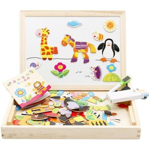 Animal Farm Gemonteerd Dubbelzijdig Magnetisch Tekenbord Kinderen Vroege Onderwijs Puzzel Kinderen Houten Puzzel Speelgoed Jongen Meisje