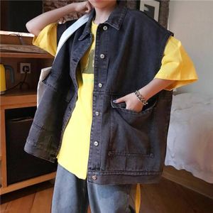 Vesten Vesten Vrouwen Denim Jas Losse Vintage Basic Cool Street Wear Womens Studenten Koreaanse Stijl Alle-Match Cargo Mouwloze