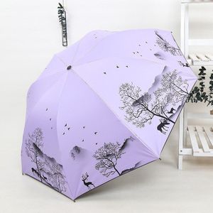 Inkt Schilderij Paraplu Anti-Uv Opvouwbare Paraplu Regen Vrouwen Chinese Stijl Paraplu Winddicht Mode Paraplu Vrouwelijke