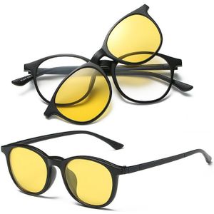 Magnetische Gepolariseerde Clip-on Zonnebril Vierkante Brilmonturen Vintage Flexibele Nachtzicht Glazen voor Driving