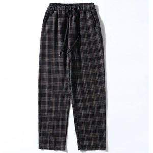 Mannen Casual Broek Elastische Taille Wijde Pijpen Losse Harajuku Plaid Chic Koreaanse Stijl Heren Broek Alle-Match Trendy Ulzzang streetwear