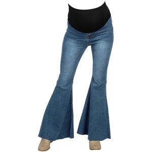Dames zwangere vrouwen grote maat jeans zwangere vrouwen hoge taille flare broek jeans gewassen denim stof jeans брю�ки 40 *