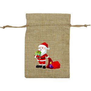 24Pcs Linnen Koord Kerst Bag Party Candy Tassen Cookie Wikkelen Pouch Kinderen Bag