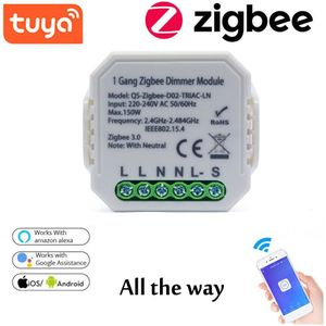 Zigbee 3.0 Smart Dimmer Mini Wifi Slimme Lichtschakelaar 2 Gang Draadloze Schakelaar Relais Lonsonho Tuya Module