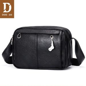 Dide Mannen Messenger Bag Vintage Lederen Schoudertas Knappe Crossbody Tas Handtassen Mini Kleine Tas Man Zwart